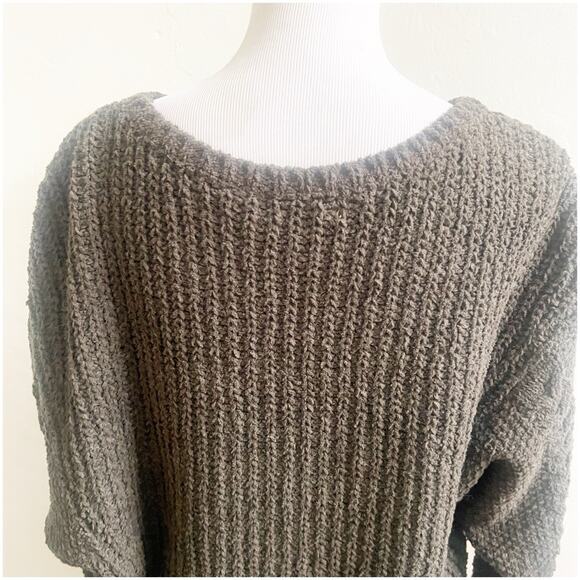 Anthropologie Sleeping On Snow Cable Knit Sweater Dolman Sleeve Olive Green Med - Picture 9 of 11